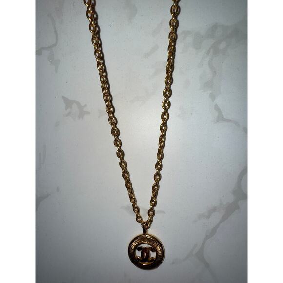 Chanel CC Sunburst Round Pendant Necklace - Gold-Tone - Picture 6 of 6